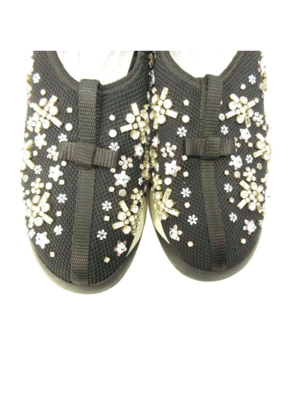Dior Fusion Crystal Vision Sneakers Floral Applique Mesh Black 34 View 4